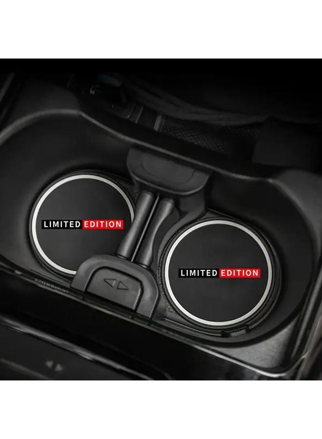 Limited Edition Black Red Bottom Car Coasters 1 Pair Non Slip Cup Holder Interior Accessory - Image 1